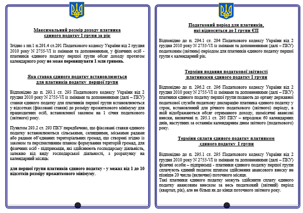 Брошура ДПС «Від А до Я для фізичних осіб-платників єдиного податку І групи»