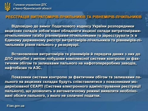 Вимоги до облаштування акцизних складів витратомірами-лічильниками та рівнемірами-лічильниками