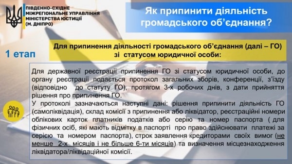 Як припинити діяльність громадського об’єднання: роз’яснює Мін’юст