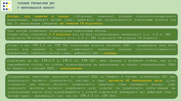 Як оподатковувати доходи, які отримав ФОП від надання в оренду земельних ділянок (паїв)