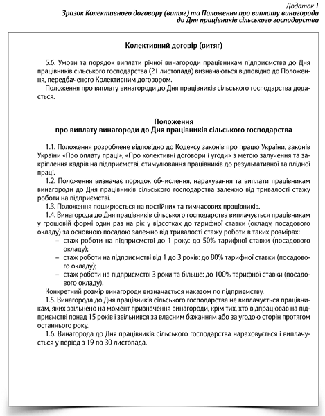 Зразок заповнення Колективного договору