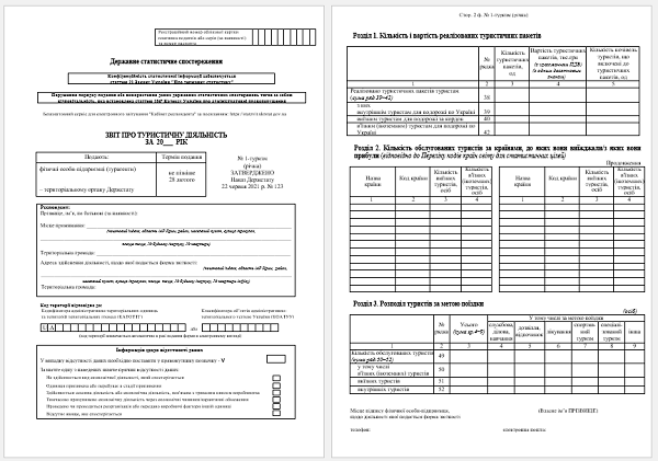 Форма 1-туризм річна бланк для фізосіб