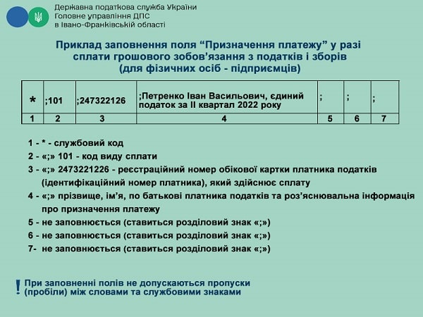 Примеры заполнения поля «Назначение платежа» платежки на уплату налогов и сборов