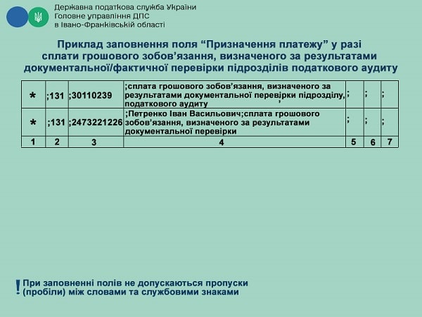 Примеры заполнения поля «Назначение платежа» платежки на уплату налогов и сборов