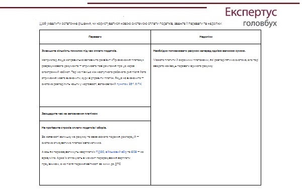 Які переваги та недоліки єдиного рахунку для сплати податків