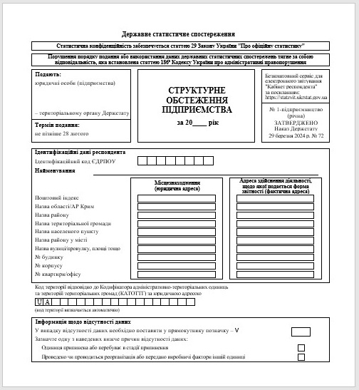 Форма № 1-підприємництво (річна)