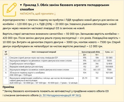 Приклад 3. Облік заміни базового агрегата господарським способом