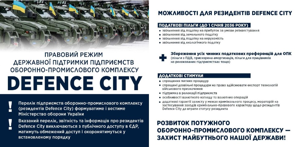 Правовий режим Defence City: які податкові та митні пільги передбачає