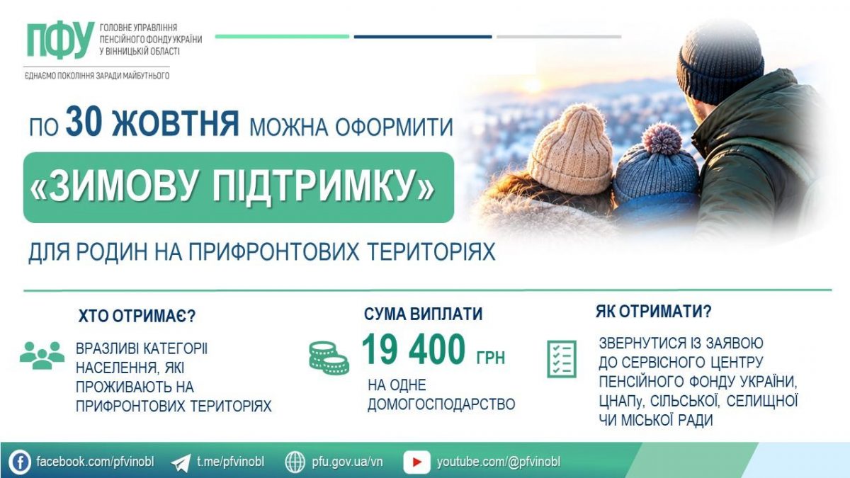 «Зимова підтримка»: 30 жовтня спливає строк подання заяв на виплату