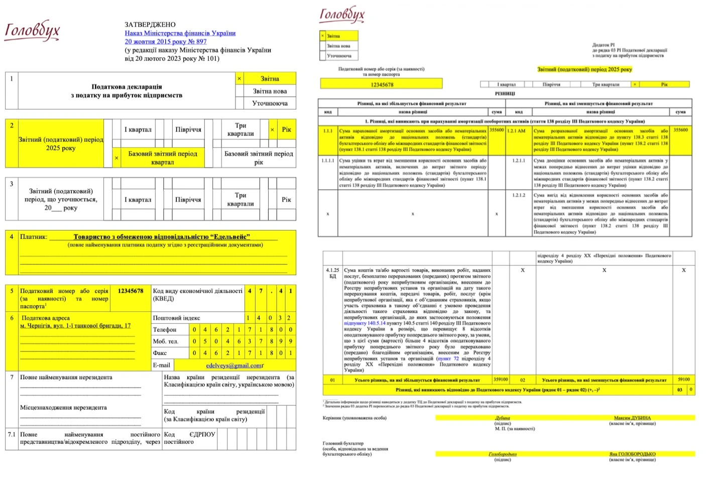 Податкова декларація з податку на прибуток підприємства: приклад заповнення