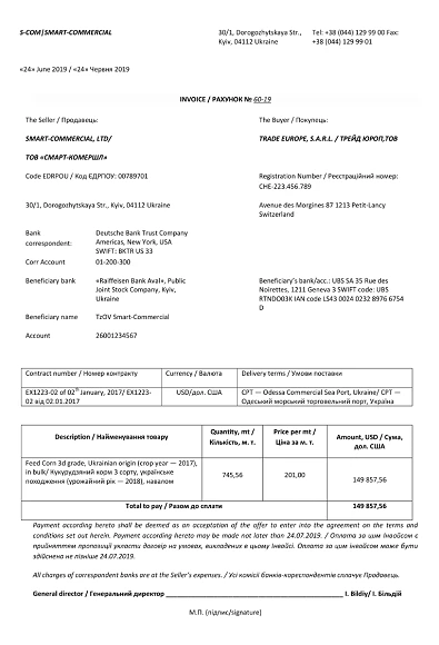 Інвойс ПРИКЛАД