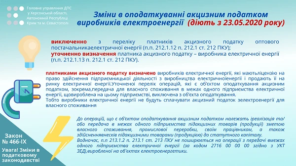 Акцизний податок для виробників електроенергії: зміни в оподаткуванні