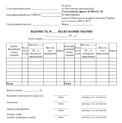 ф. № ПБАСГ-10