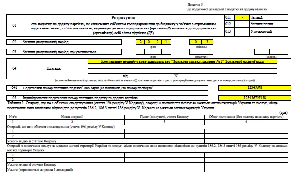 Налоговая декларация по НДС для КНП Образец заполнения декларации по НДС для КНП
