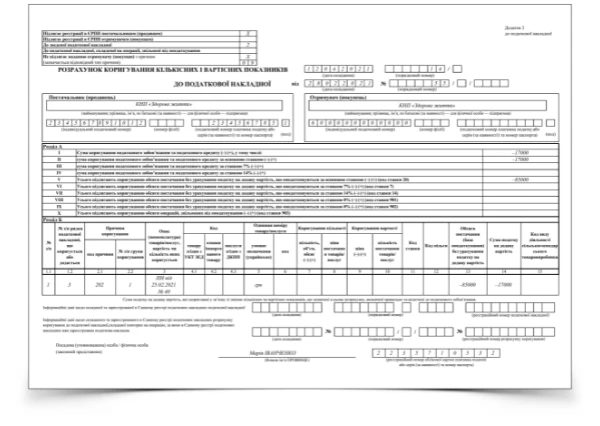 Виправлення зведеної накладної КНП, якщо включили зайву ПН РК до зведеної компенсуючої ПН на вилучення зайвої ПН
