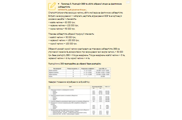 ПРИКЛАД. Розподіл ЗВВ та облік зібраної ягоди за фактичною собівартістю ПРИКЛАД. Розподіл ЗВВ та облік зібраної ягоди за фактичною собівартістю