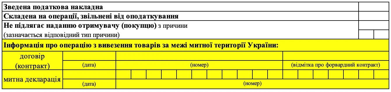 Податкова накладна зразок 2025/2026