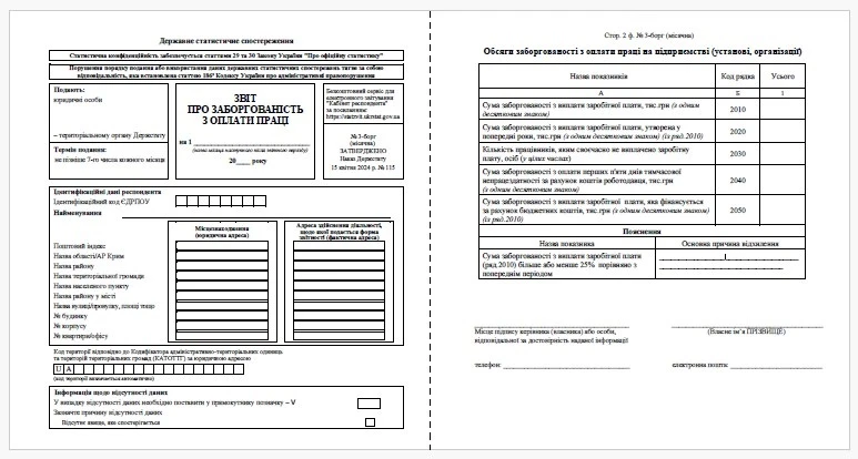 Отчет о задолженности по оплате труда бланк 2025