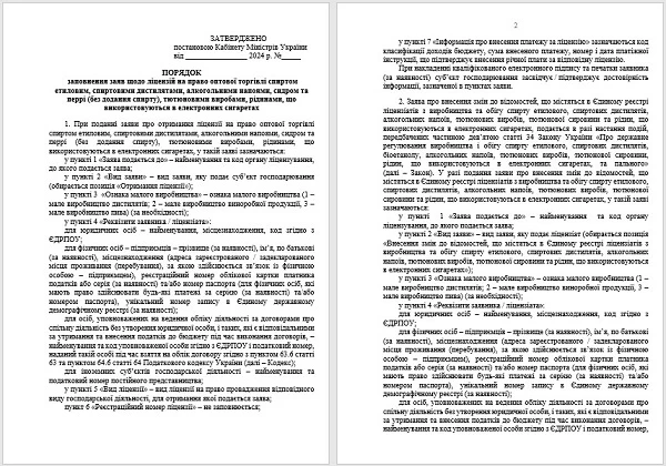 ліцензія на алкоголь для фоп