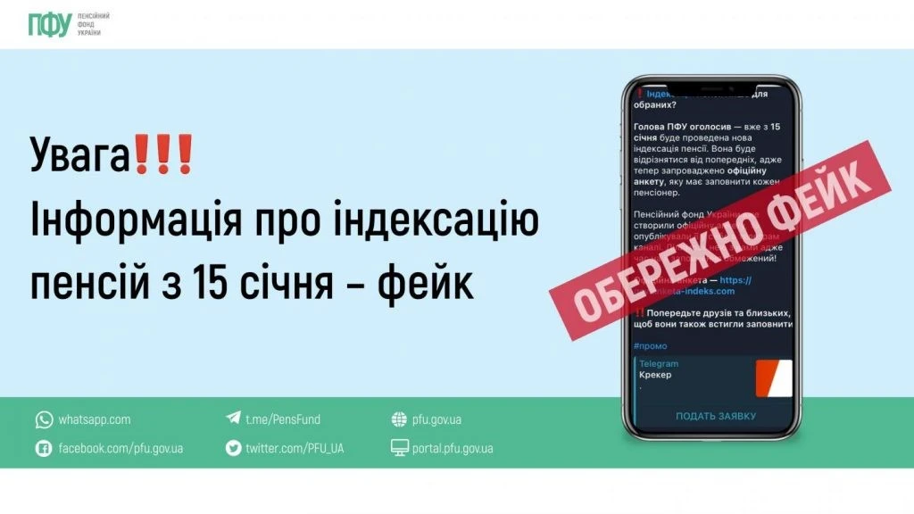 ПФУ попереджає! Інформація про індексацію пенсій з 15 січня – фейк