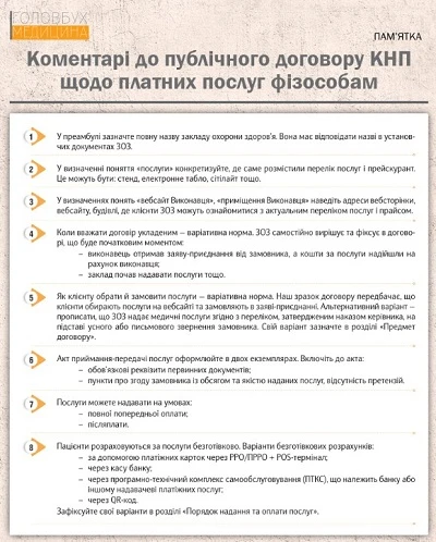 Коментарі до публічного договору КНП щодо платних послуг фізособам Коментарі до публічного договору КНП щодо платних послуг фізособам