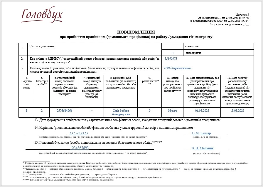 повідомлення про прийняття на роботу виправлення помилки