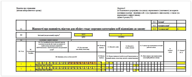 Виправлення помилок у Додатку Д6 Податкового розрахунку