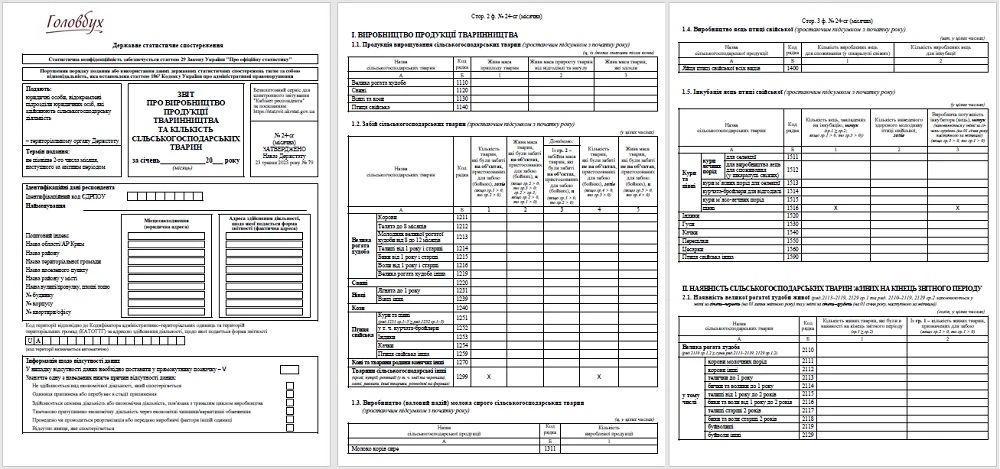 Звіт про виробництво продукції тваринництва та кількість сільськогосподарських тварин (форма № 24-сг (місячна)) Звіт про виробництво продукції тваринництва та кількість сільськогосподарських тварин: форма № 24-сг (місячна)