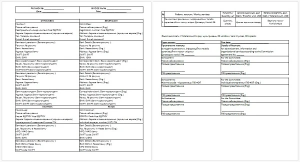 Інвойс бланк