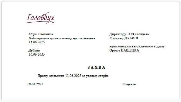 Заявление об увольнении работника по собственному желанию Заява об увольнении работника