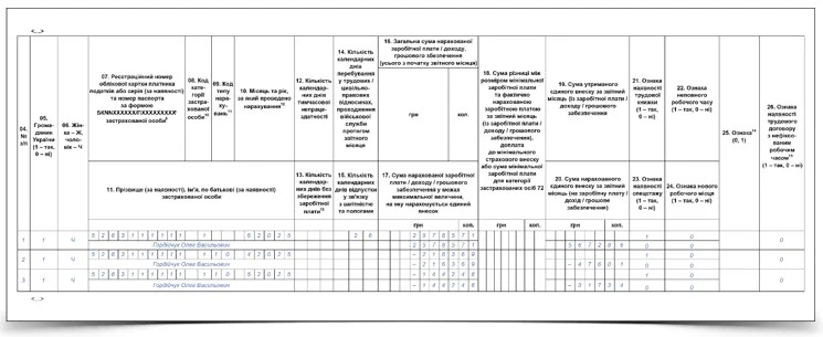 Зразок заповнення Додатка Д1 за червень 2025 року