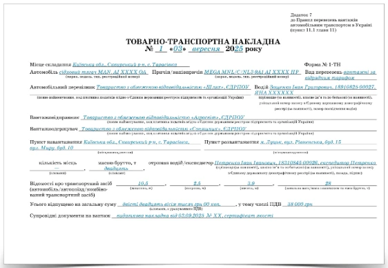 ТТН на зерно: як оформити кількість місць, вагу та довантаження