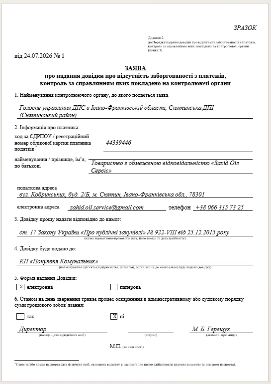Довідка про відсутність податкової заборгованості: як отримати