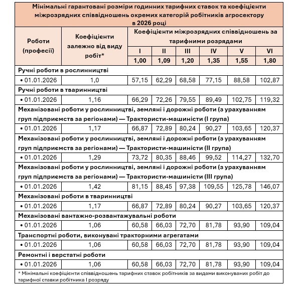 Мінімальні годинні тарифні ставки у 2026 році