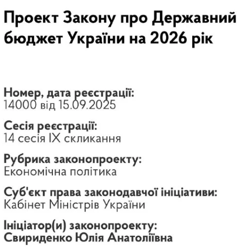 Держбюджет-2026: перше знайомство з проєктом № 14000